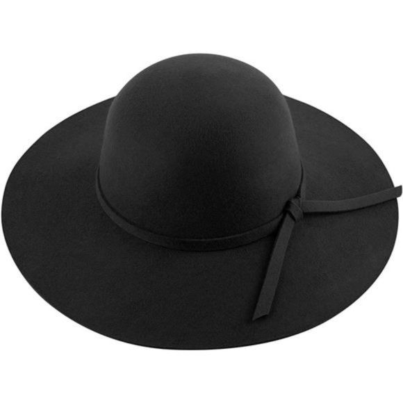 Retro Wide Brim Large Floppy Panama Hat Black 2